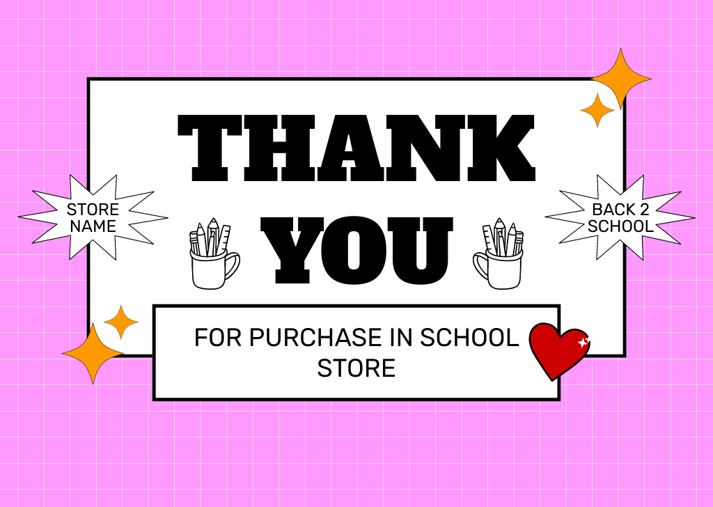 School Store Advertisement with Heart Card Design Template