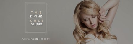Beauty Studio Ad with Attractive Blonde Email header Design Template