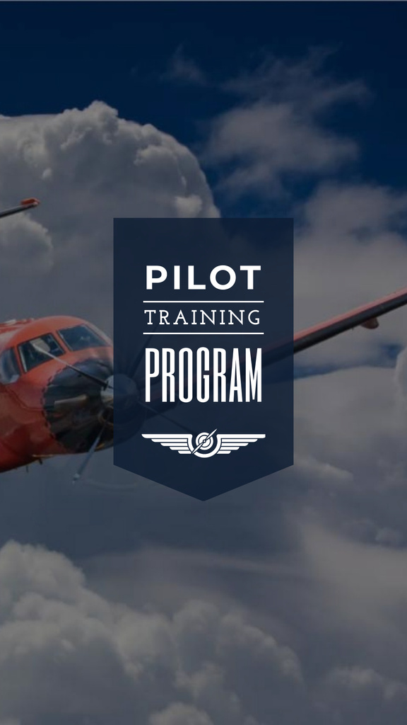 Plane flying in blue sky for Pilot Training Instagram Storyデザインテンプレート