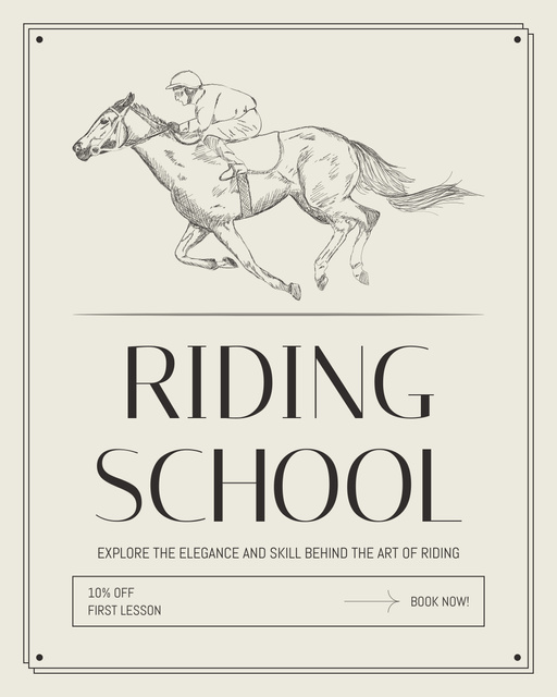 Famous Equestrian School With Slogan And Discount Instagram Post Vertical Design Template