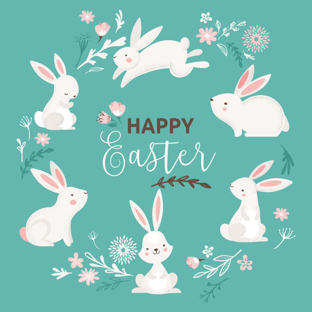 Cute Easter Holiday Greeting Instagram Design Template