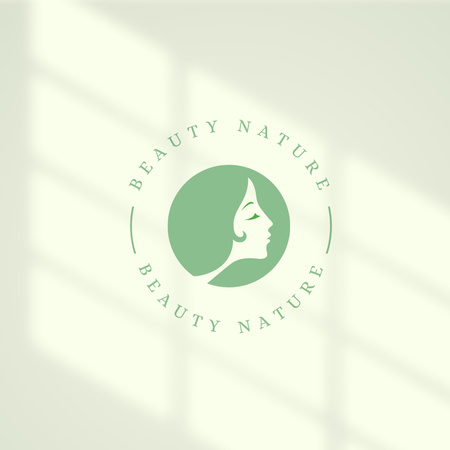 Designvorlage Schönheitssalon-Förderung mit Frauenprofil in Grün für Logo