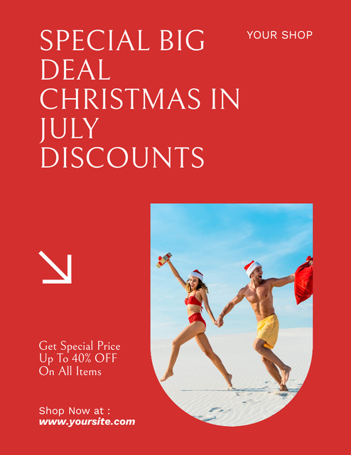 Incredible Christmas in July Offer At Discounted Rates Flyer 8.5x11in tervezősablon