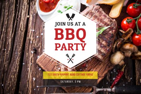 BBQ party Announcement Gift Certificate Design Template