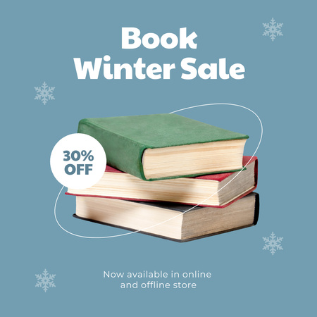 Plantilla de diseño de anuncio de venta de libros de invierno Instagram 