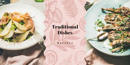 Delicious meal on plates Image Design Template