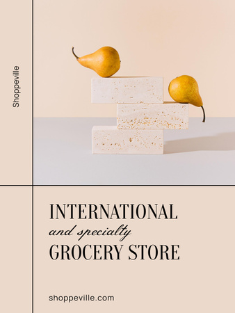 Platilla de diseño Ad of Grocery Shop with Fresh Pears Poster US