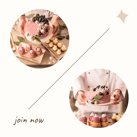 Designvorlage Bakery Ad with Assortment of Sweet Cakes für Instagram