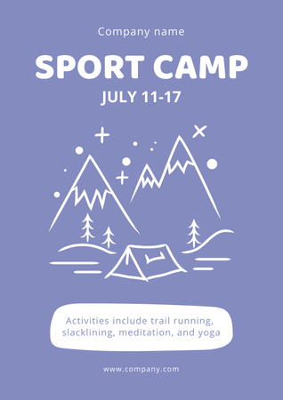 Designvorlage Sportcamp-Ankündigung auf Blau für Poster