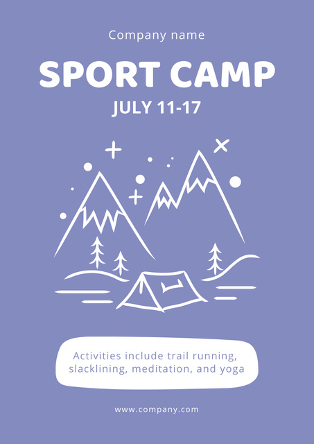 Sports Camp Announcement on Blue Poster Tasarım Şablonu