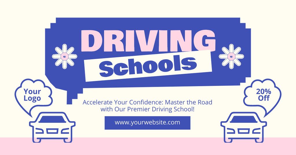 Designvorlage Master Driving Course At School With Discount Offer für Facebook AD