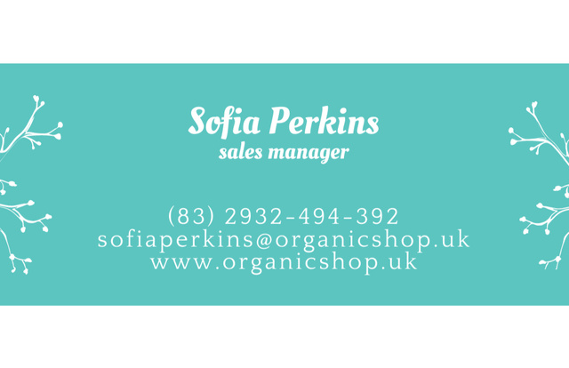 Sales Manager Service Offer with Twigs Business Card 85x55mm Design Template