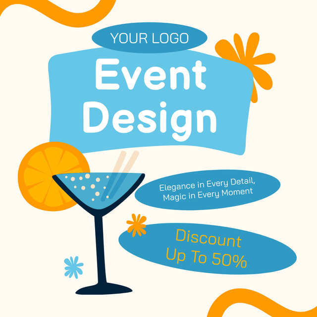 Cocktail Event Design Services Instagram Šablona návrhu