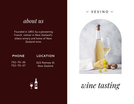 Wine Tasting Announcement with Wine Bottle Brochure 8.5x11in Bi-fold Design Template