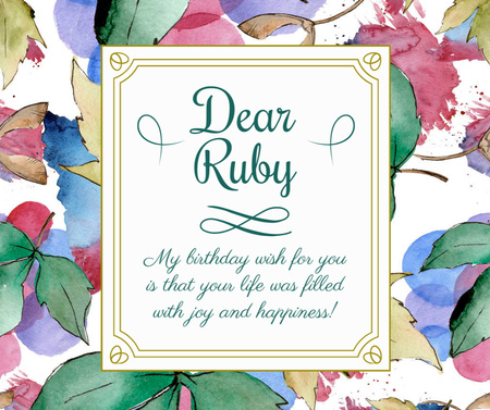 Platilla de diseño Birthday Greeting on Tropical leaves Facebook