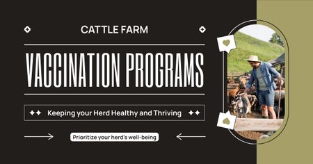 Animals Vaccination for Cattle Farms Facebook AD Design Template