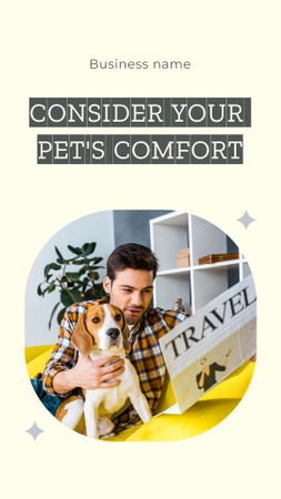 Handsome Man Sitting on Living Room Sofa with Dog Instagram Video Story Design Template