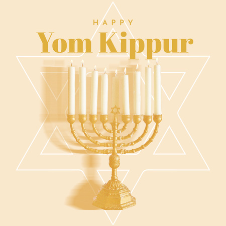 Yom Kippur Holiday Greeting with Festive Menorah Instagram Design Template