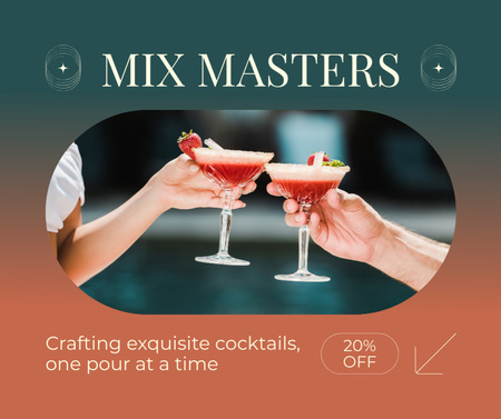 Designvorlage Exquisite Cocktails mit Rabatt mixen für Facebook