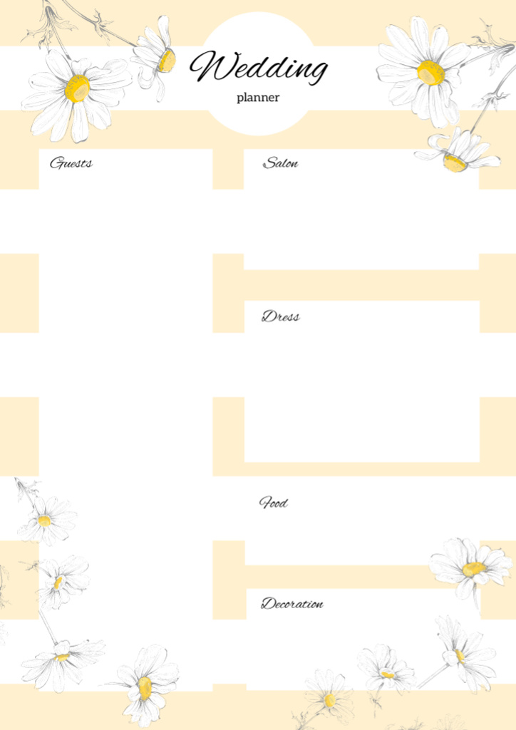 Plantilla de diseño de Wedding Plan on Beige with Daisies Schedule Planner 