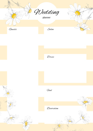 Ontwerpsjabloon van Schedule Planner van Bruiloftsplan op beige met madeliefjes