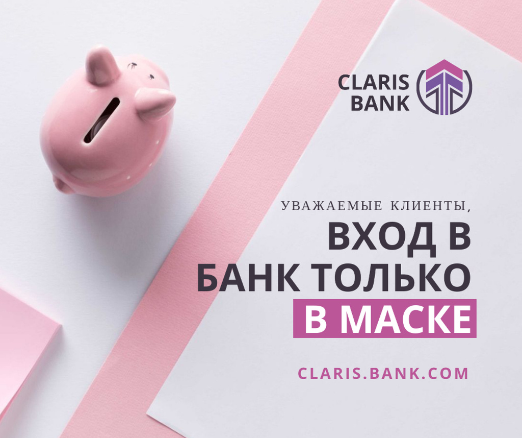 Bank Quarantine safety rules with Piggy Bank Facebook Design Template