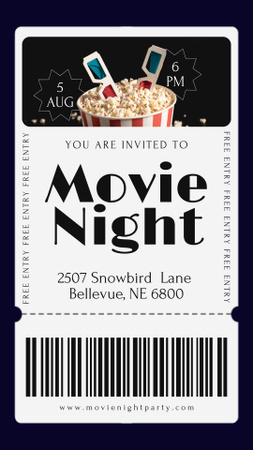 Brief 37. Entertainment Event: Movie Night Minimalist Ticket Style Instagram Story 1080x1920 px Instagram Story – шаблон для дизайна