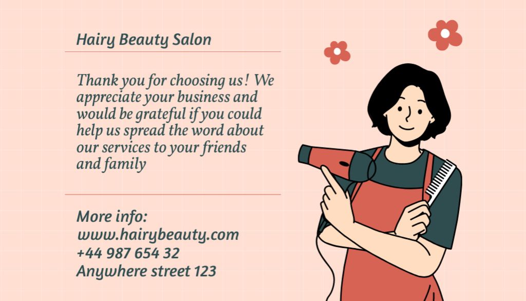 Thanks for Choosing a Hair Salon Ad Business Card US Πρότυπο σχεδίασης