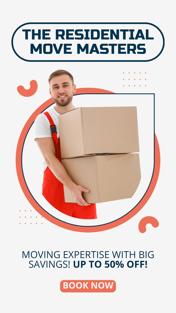 Ad of Moving Services with Man holding Boxes Instagram Story tervezősablon