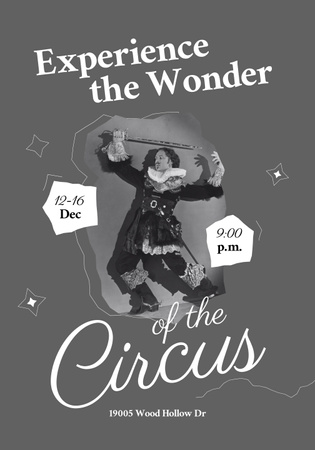 Wonderful Circus Program Announcement with Performer in Costume Poster 28x40in Design Template