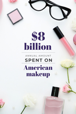 Estatísticas de maquiagem com produtos cosméticos Tumblr Modelo de Design