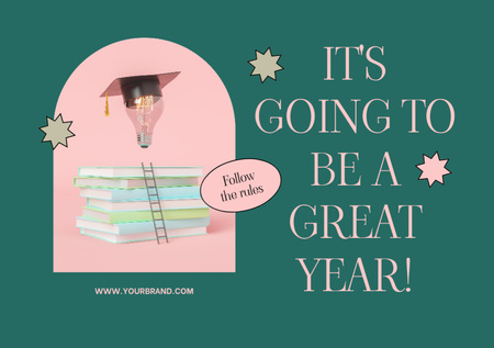 Back to School Announcement With Books Postcard A5 Design Template