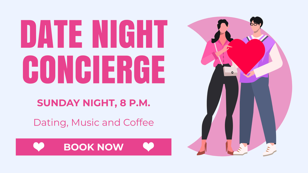 Date Night Promotion on Pink FB event cover tervezősablon