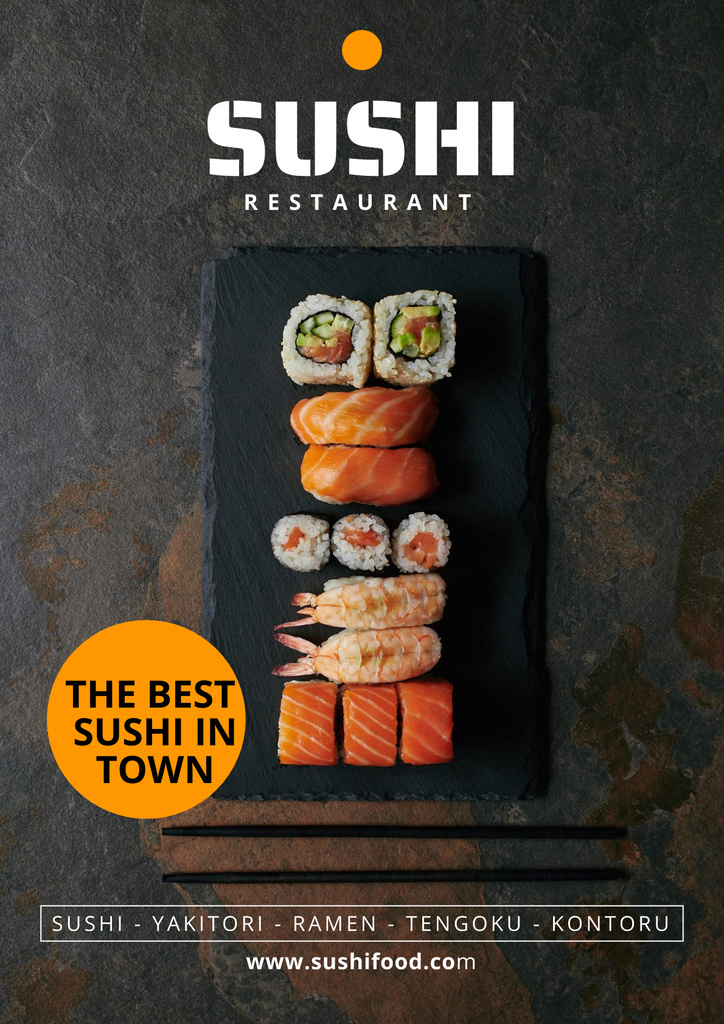 Sushi Restaurant Ad Poster Design Template