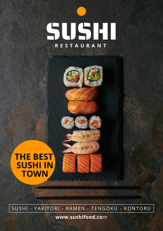 Plantilla de diseño de Anuncio de restaurante de sushi Poster 