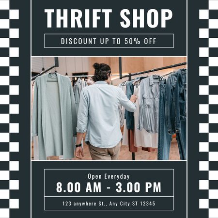 Thrift shop clothes rows Instagram AD Design Template