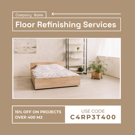 Floor Refinishing Services with Bedroom Interior Instagram Design Template