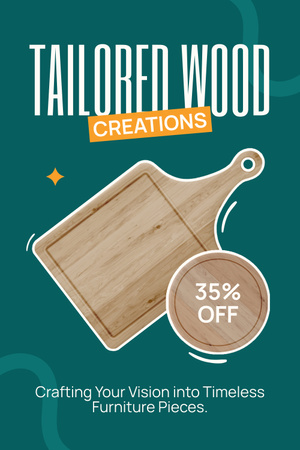 Designvorlage Rabattangebot auf maßgeschneidertes Holz für Pinterest