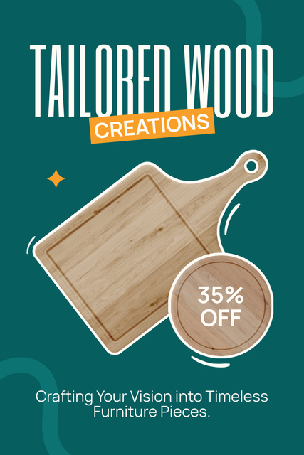 Offer of Discount on Tailored Wood Pinterest Πρότυπο σχεδίασης