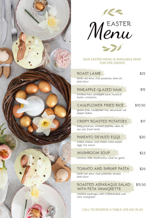 Easter Meals Offer with Festive Eggs Menu Modelo de Design