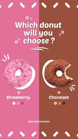 Pesquisa sobre Donut Favorito com Morango ou Chocolate Instagram Story Modelo de Design