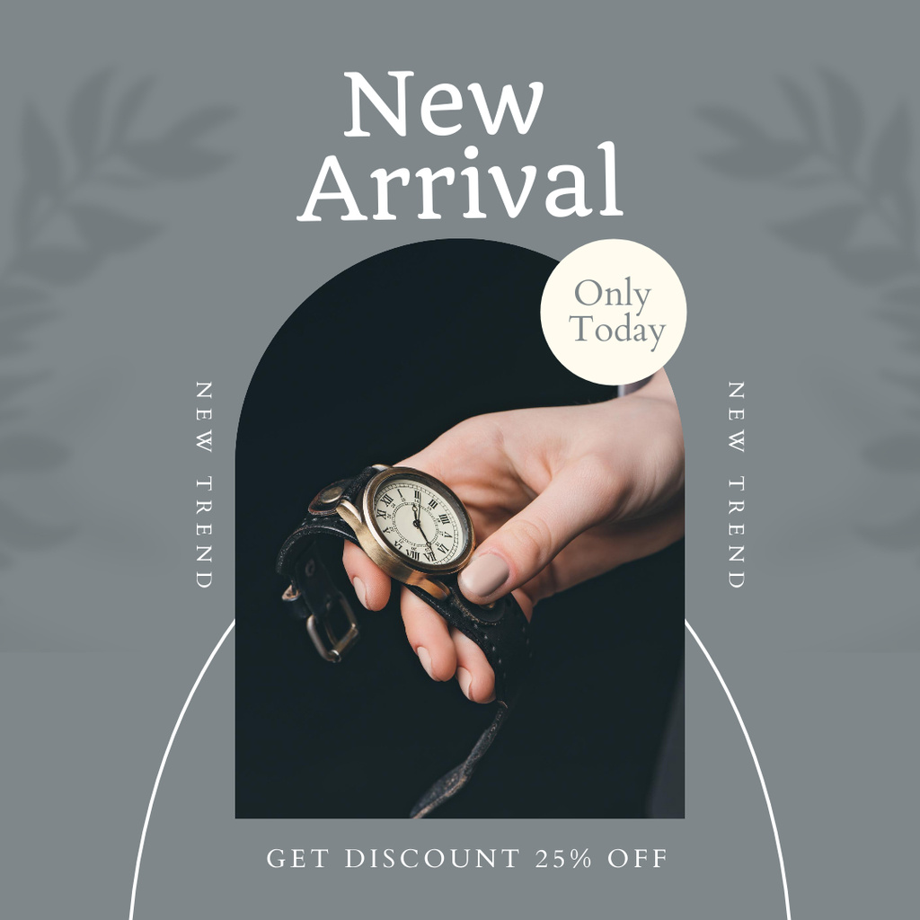 Wrist Watches Sale Ad on Grey Instagramデザインテンプレート