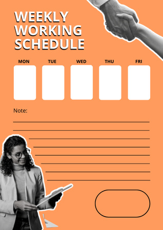 Designvorlage Orange Weekly Office Working für Schedule Planner