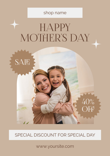 Ontwerpsjabloon van Poster van Mother's Day Sale with Offer of Discount