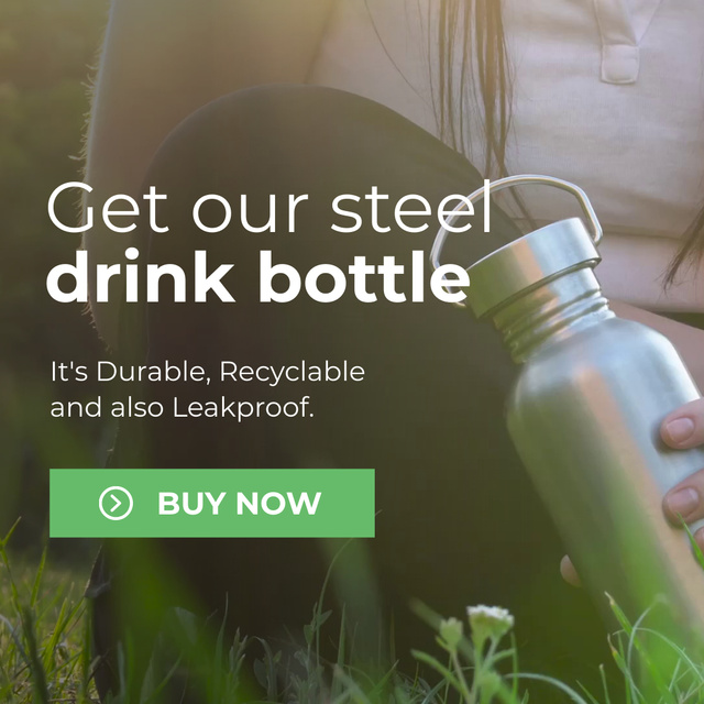 Eco-Friendly Steel Drink Bottles Promotion Animated Post Modelo de Design