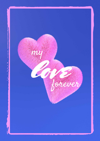 Ontwerpsjabloon van Postcard 5x7in Vertical van Cute Loving Phrase With Pink Hearts