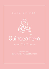 Quinceañera Celebration Announcement With Girl In Flowers
