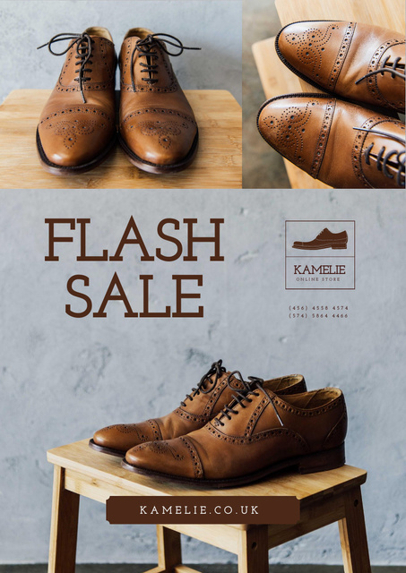Fashion Sale with Stylish Elegant Male Shoes Poster A3 Šablona návrhu