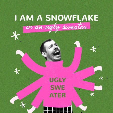 Funny Man pretending Snowflake Instagram Design Template