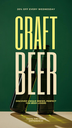 Plantilla de diseño de Descuento en Cerveza Artesanal en Botellas Todos los Días Laborables Instagram Story 